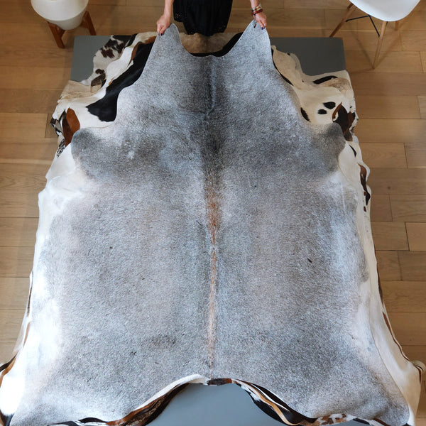 Brazilian Grey Cowhide Rug Size 7'1" L x 6'3" W 8192