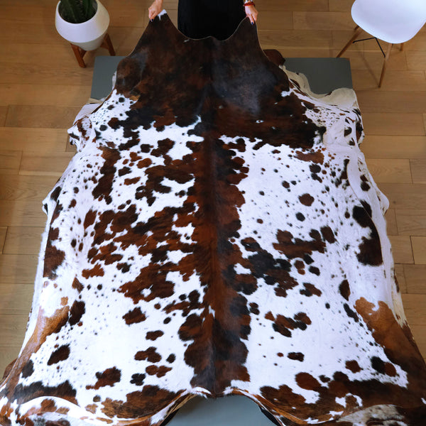 Tricolor Cowhide Rug Size 7'2" L x 6'8" W 8110