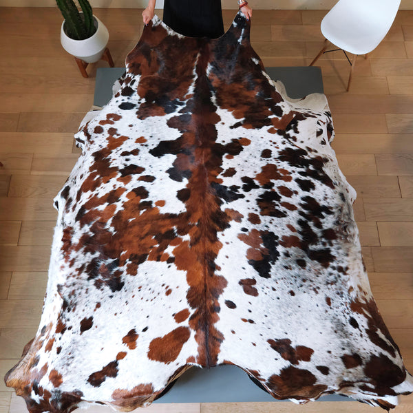 Tricolor Cowhide Rug Size 8'8" L x 7'5" W 8112