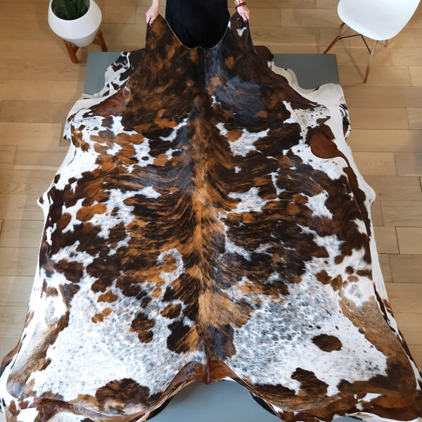 Tricolor Cowhide Rug Size 7'5" L x 6'6" W 8120