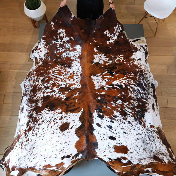 Tricolor Cowhide Rug Size 7'6" L x 6'11" W 8122