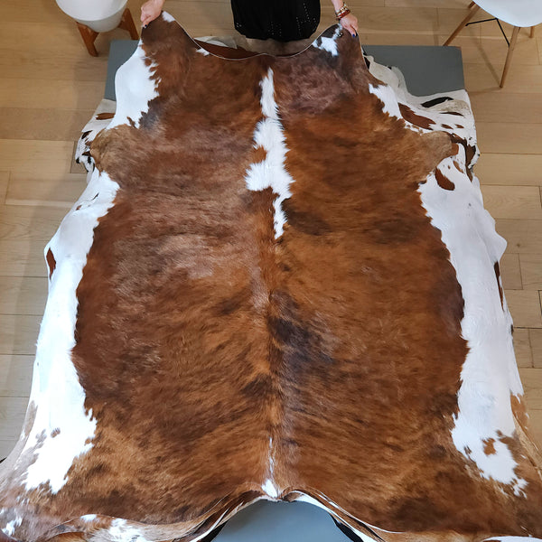 Brindle White Belly Cowhide Rug Size 6'8" L x 6'5" W 8132