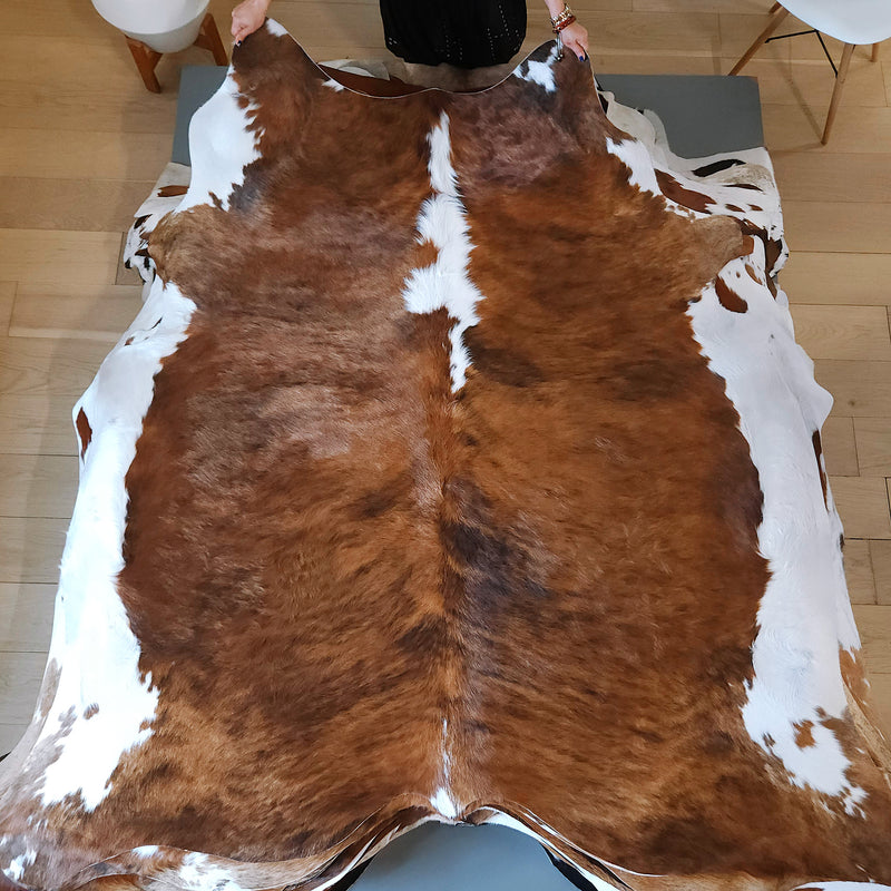 Brindle White Belly Cowhide Rug Size 6'8" L x 6'5" W 8132