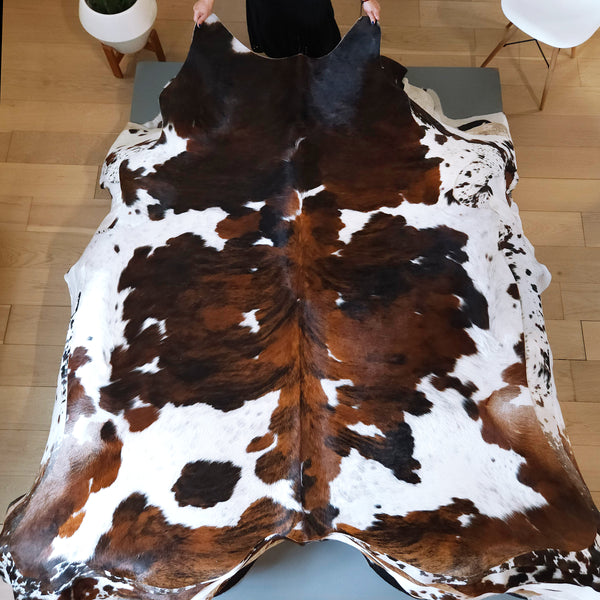 Tricolor Cowhide Rug Size 7'2" L x 6'5" W 8125