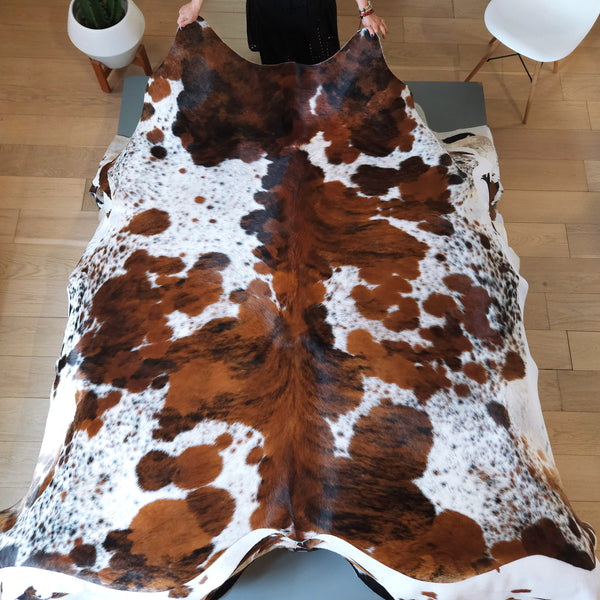 Tricolor Cowhide Rug Size 7'5" L x 7'7" W 8143