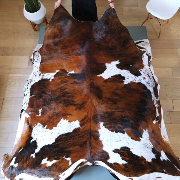 Tricolor Cowhide Rug Size 7'6" L x 6'11" W 8142