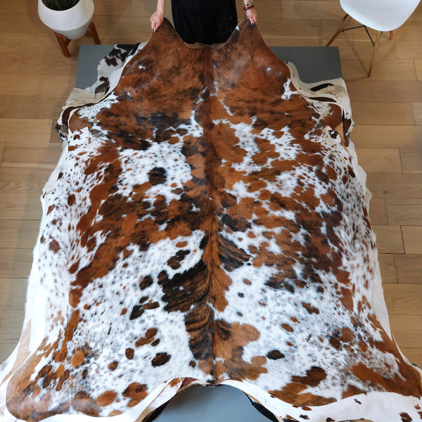 Tricolor Cowhide Rug Size 7'1" L x 6'5" W 8154