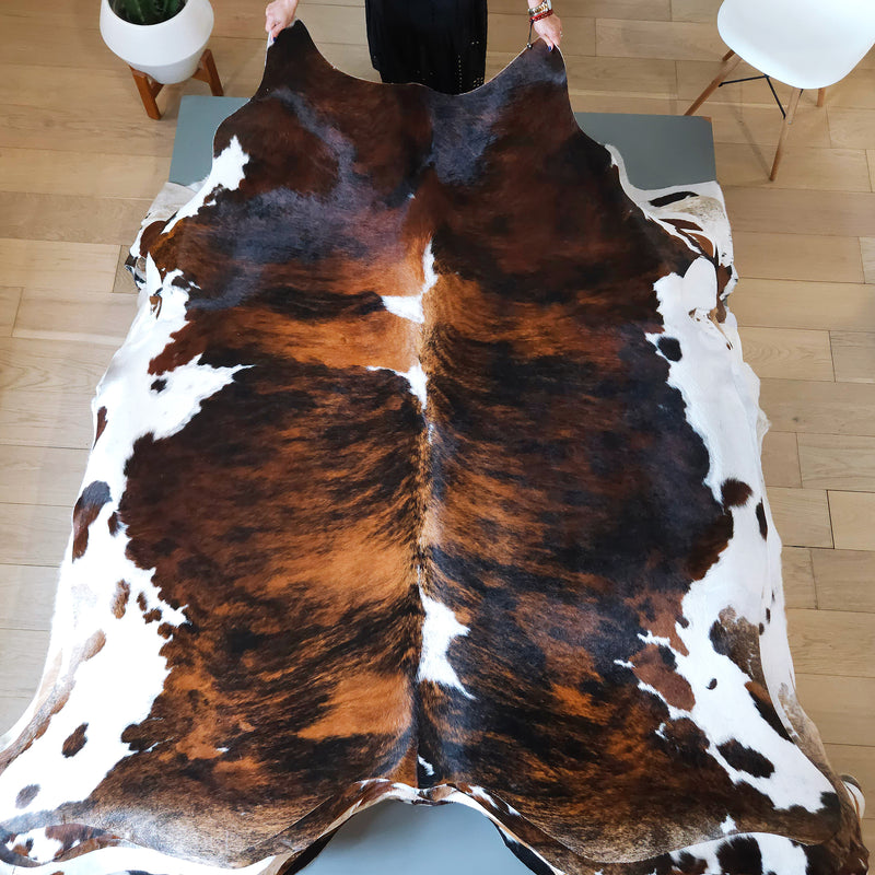 Brindle Mix Cowhide Rug Size 7'4" L x 6'4" W 8145