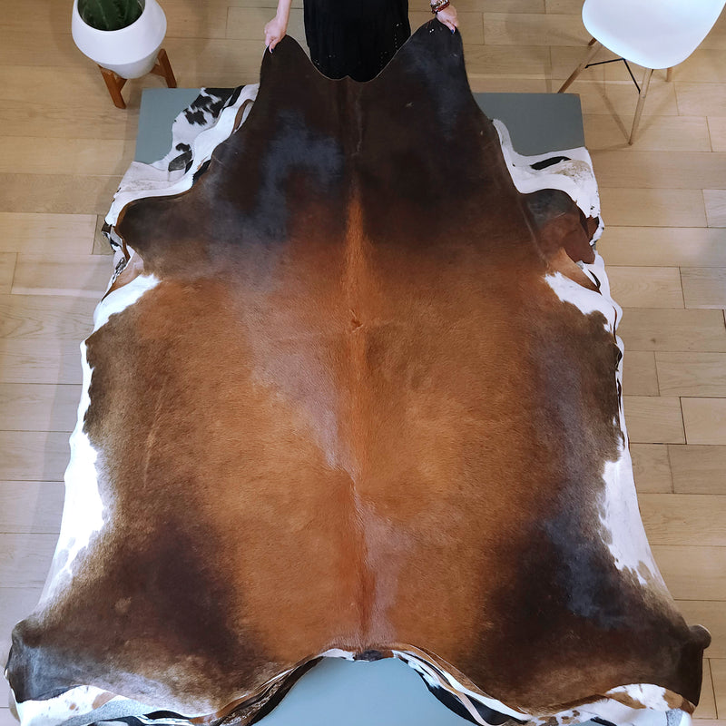 Brazilian Mahogany Cowhide Rug Size 7'7" L x 7'6" W 8185