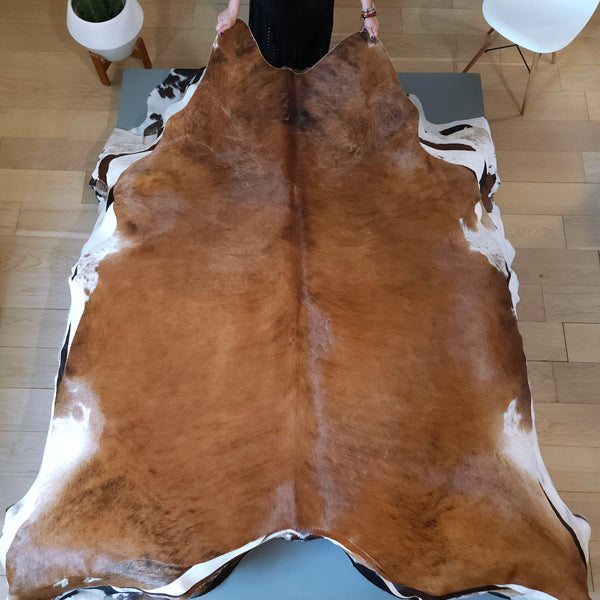 Brazilian Brindle Cowhide Rug Size 7'3" L x 6'9" W 8162