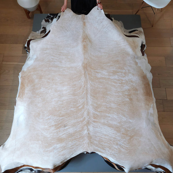 Brazilian Beige Cowhide Rug Size 7'6" L x 7'3" W 8168