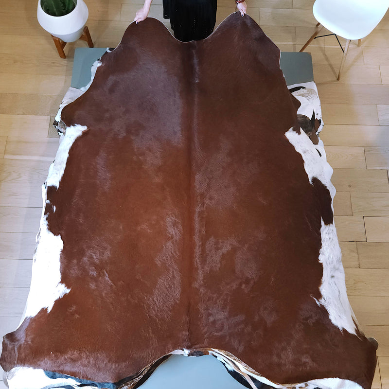 Brazilian Brown Cowhide Rug Size 7'10" L x 7'6" W 8181