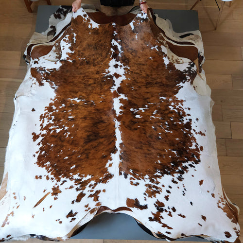 Tricolor Cowhide Rug Size 6'10" L x 6'5" W 8155