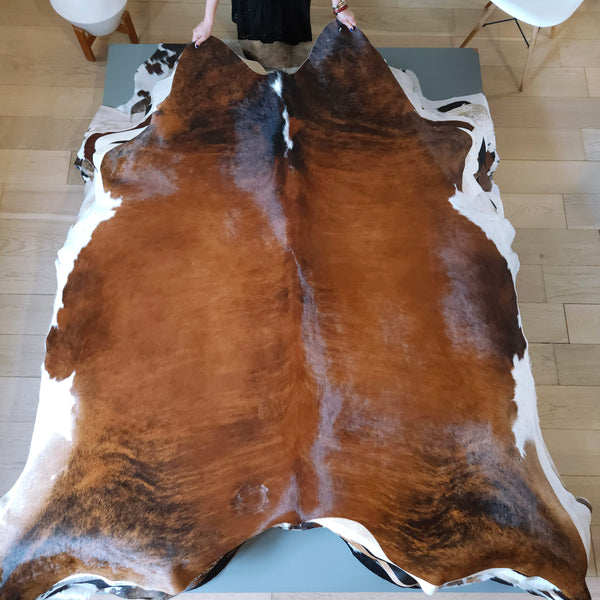 Brazilian Brindle Cowhide Rug Size 7'2" L x 6'11" W 8171