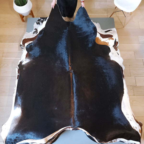 Brazilian Black Cowhide Rug Size 7'5" L x 6'6" W 8179