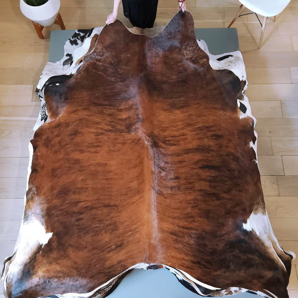 Brazilian Brindle Cowhide Rug Size 7'6" L x 7'1" W 8197