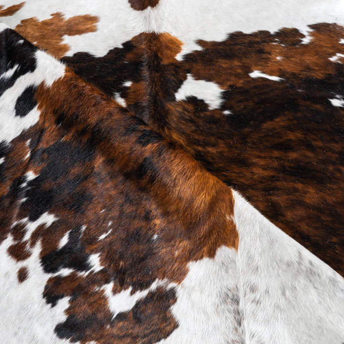 White Tricolor Cowhide Rug Size 8'2" L x 7'0" W 8104