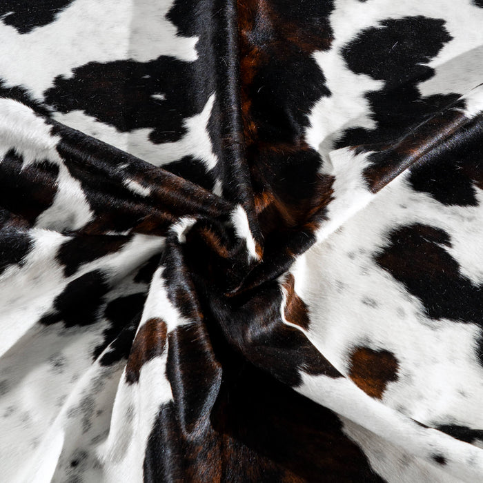 White Tricolor Cowhide Rug Size 8'3" L x 7'0" W 8105