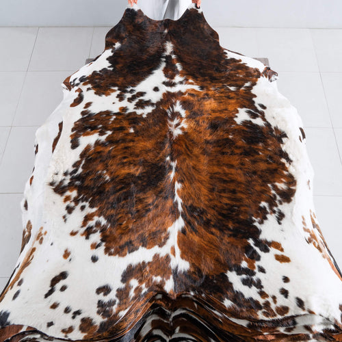 Tricolor Cowhide Rug Size 7'1" L x 6'9" W 8106