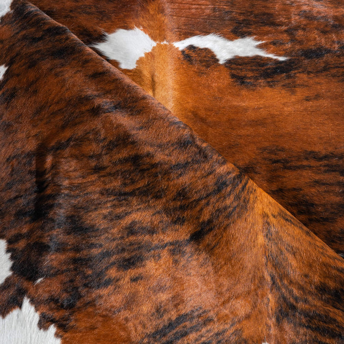 Tricolor Brindle Mix Cowhide Rug Size 7'3" L x 6'6" W 8107