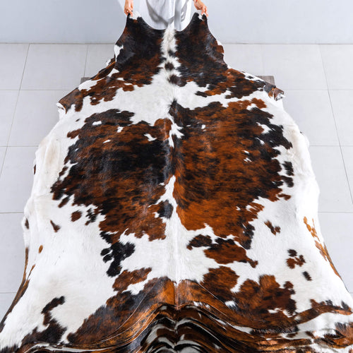 Tricolor Cowhide Rug Size 7'5" L x 6'11" W 8109