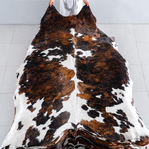 Tricolor Cowhide Rug Size 8'1" L x 7'4" W 8115