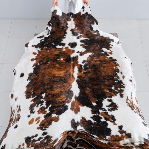 Tricolor Cowhide Rug Size 7'7" L x 6'8" W 8116