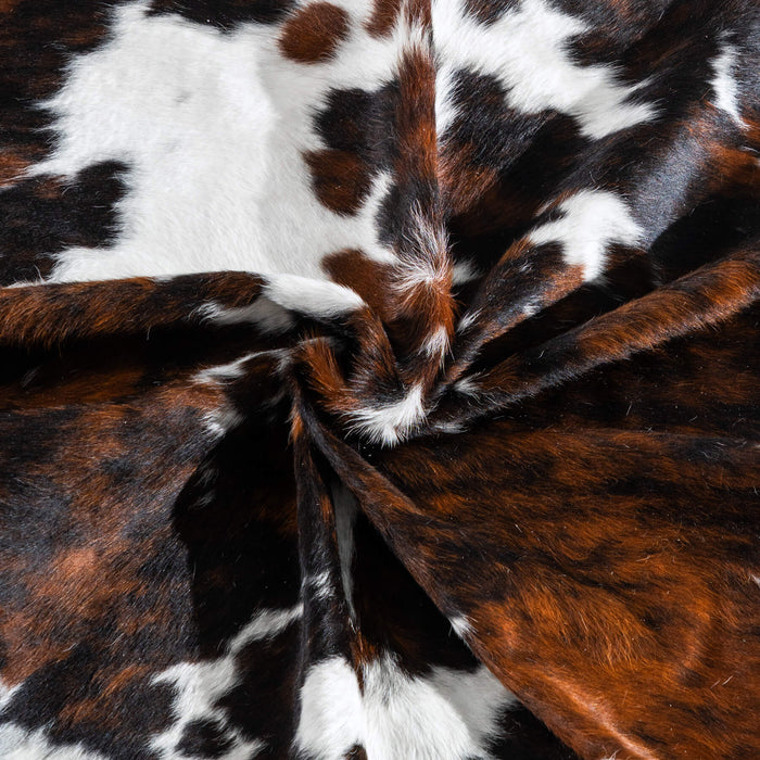 White Tricolor Cowhide Rug Size 7'5" L x 6'8" W 8120