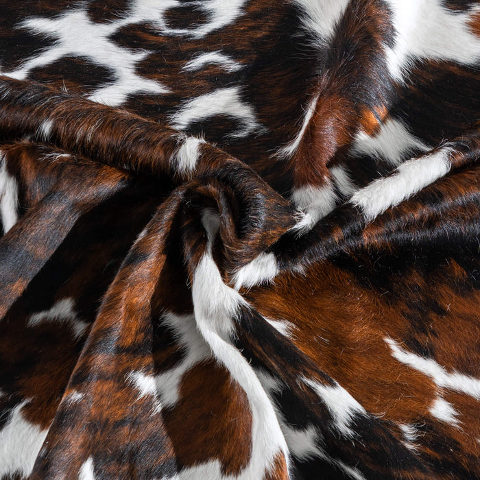 White Tricolor Cowhide Rug Size 7'2" L x 6'6" W 8122