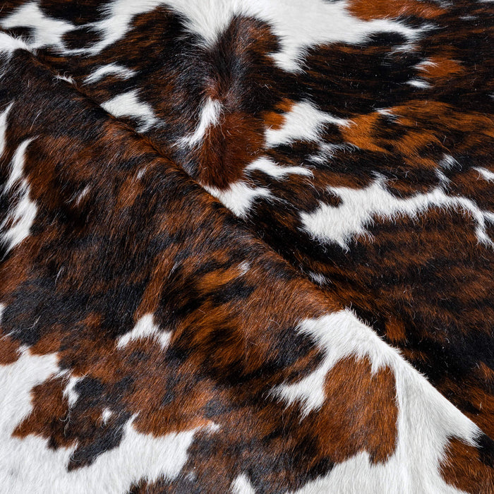 White Tricolor Cowhide Rug Size 7'2" L x 6'6" W 8122