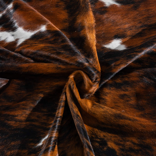 Tricolor Brindle Mix Cowhide Rug Size 7'7" L x 6'8" W 8125