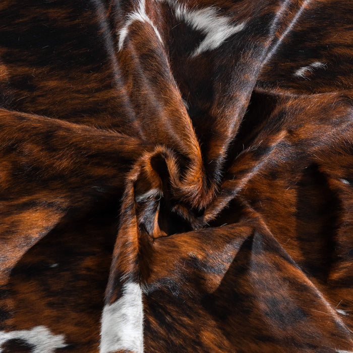 Tricolor Brindle Mix Cowhide Rug Size 7'8" L x 7'3" W 8128