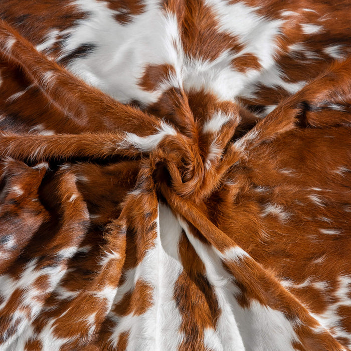 White Tricolor Cowhide Rug Size 7'7" L x 6'10" W 8135