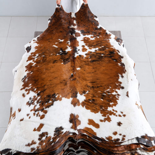 Tricolor Cowhide Rug Size 7'6" L x 7'1" W 8136