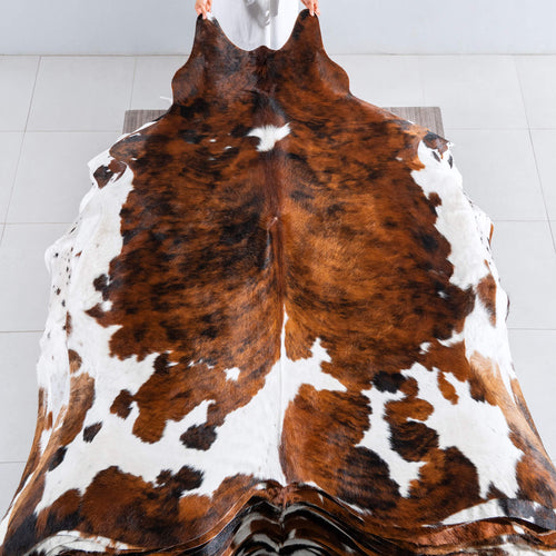 Tricolor Cowhide Rug Size 7'3" L x 6'6" W 8137