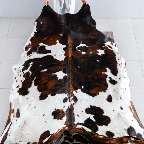 Tricolor Cowhide Rug Size 7'7" L x 6'7" W 8139