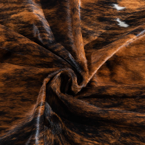 Tricolor Brindle Mix Cowhide Rug Size 8'2" L x 7'7" W 8145