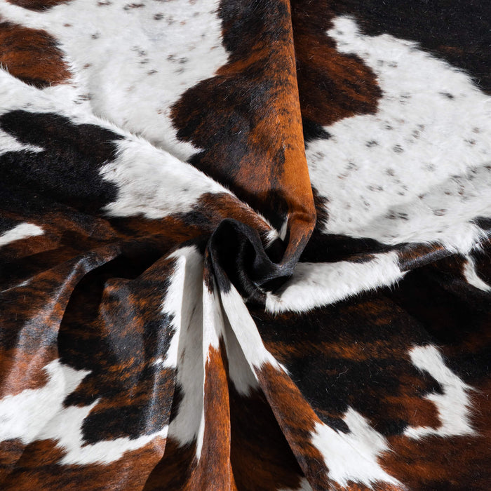White Tricolor Cowhide Rug Size 7'10" L x 6'8" W 8147