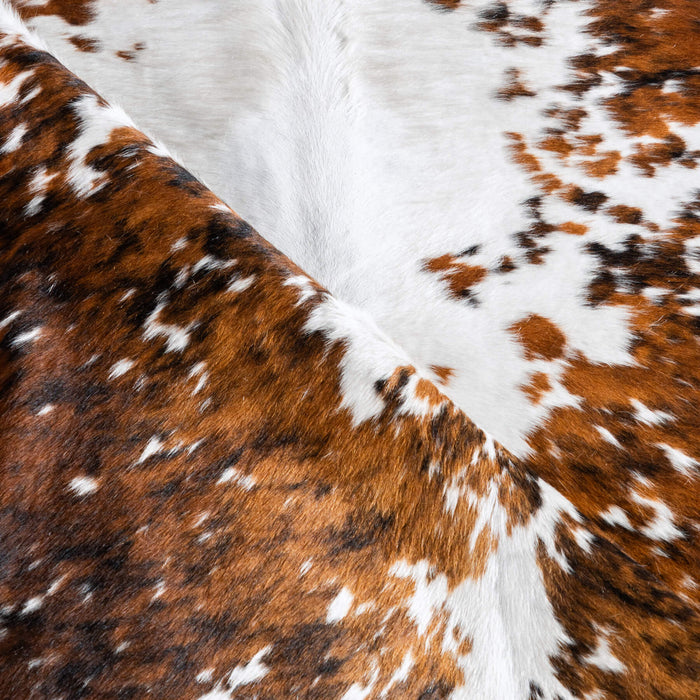 White Tricolor Cowhide Rug Size 7'5" L x 6'2" W 8148