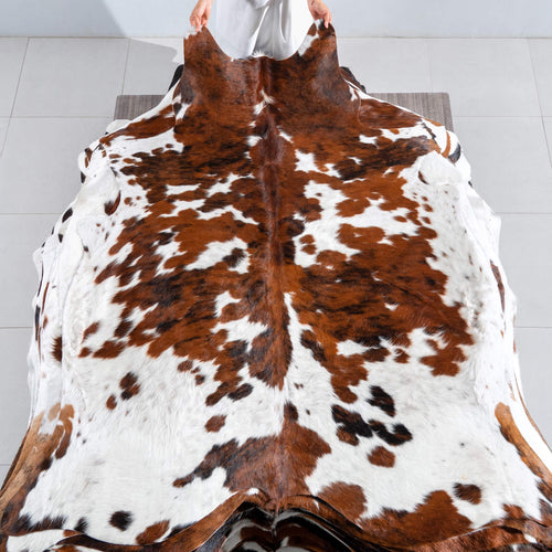 Tricolor Cowhide Rug Size 6'7" L x 6'1" W 8149