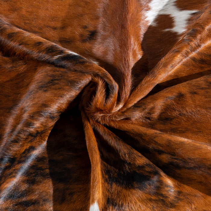 Tricolor Brindle Mix Cowhide Rug Size 7'1" L x 6'9" W 8152