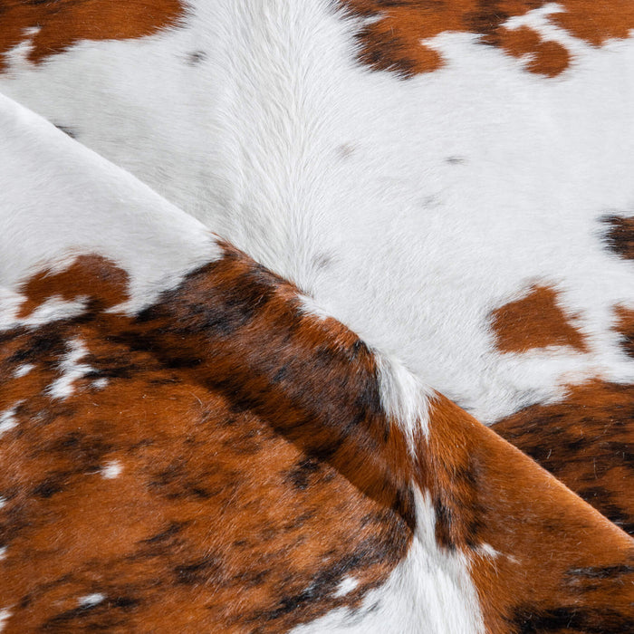 White Tricolor Cowhide Rug Size 7'1" L x 6'7" W 8153