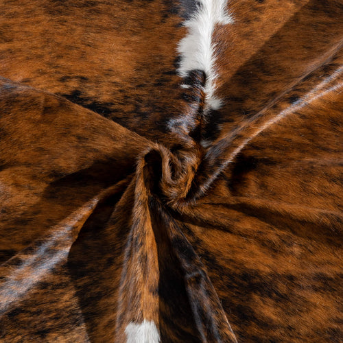 Tricolor Brindle Mix Cowhide Rug Size 7'3" L x 6'5" W 8154