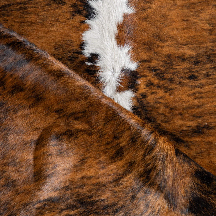 Tricolor Brindle Mix Cowhide Rug Size 7'3" L x 6'5" W 8154