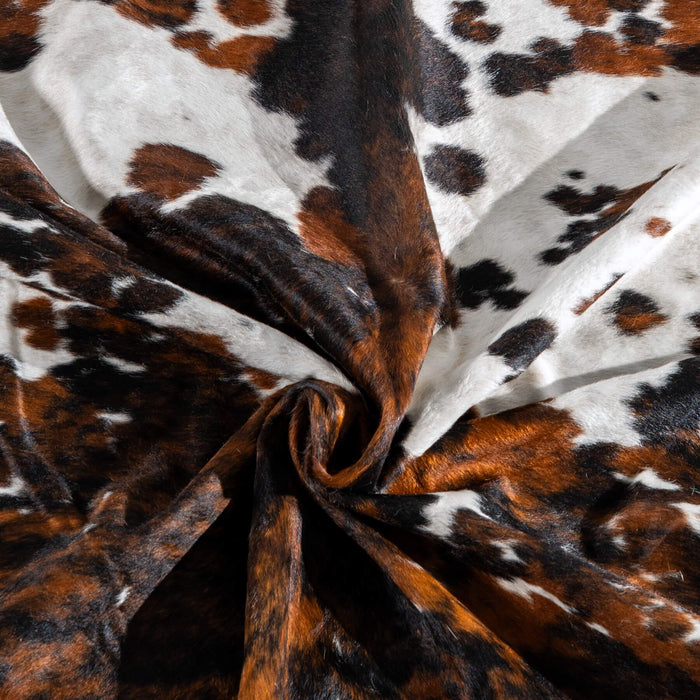 White Tricolor Cowhide Rug Size 7'7" L x 6'9" W 8164
