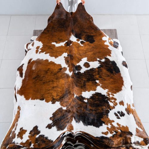 Tricolor Cowhide Rug Size 7'6" L x 6'10" W 8168