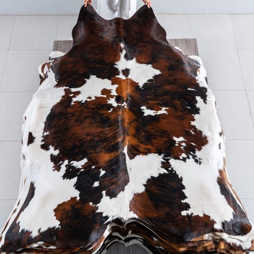 Tricolor Cowhide Rug Size 7'5" L x 6'6" W 8172