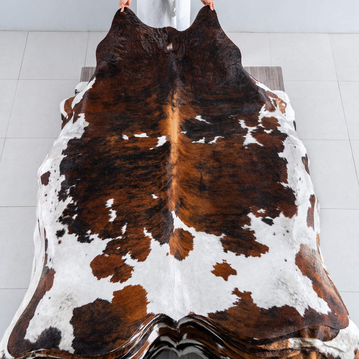 Tricolor Cowhide Rug Size 7'6" L x 6'6" W 8177