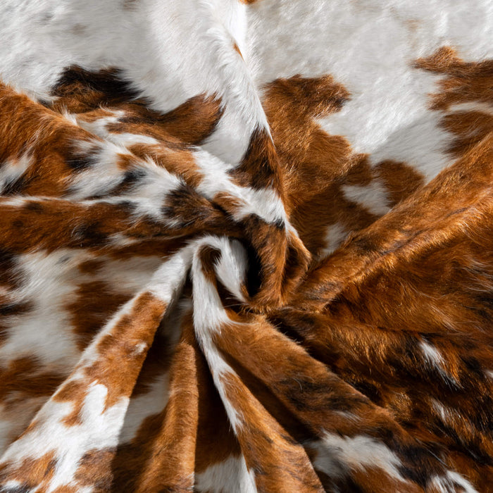 White Tricolor Cowhide Rug Size 6'9" L x 6'5" W 8180