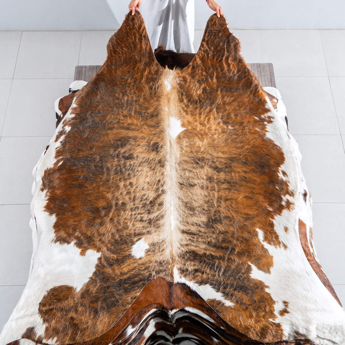 Tricolor Brindle Mix Cowhide Rug Size 7'2" L x 7'2" W 8181